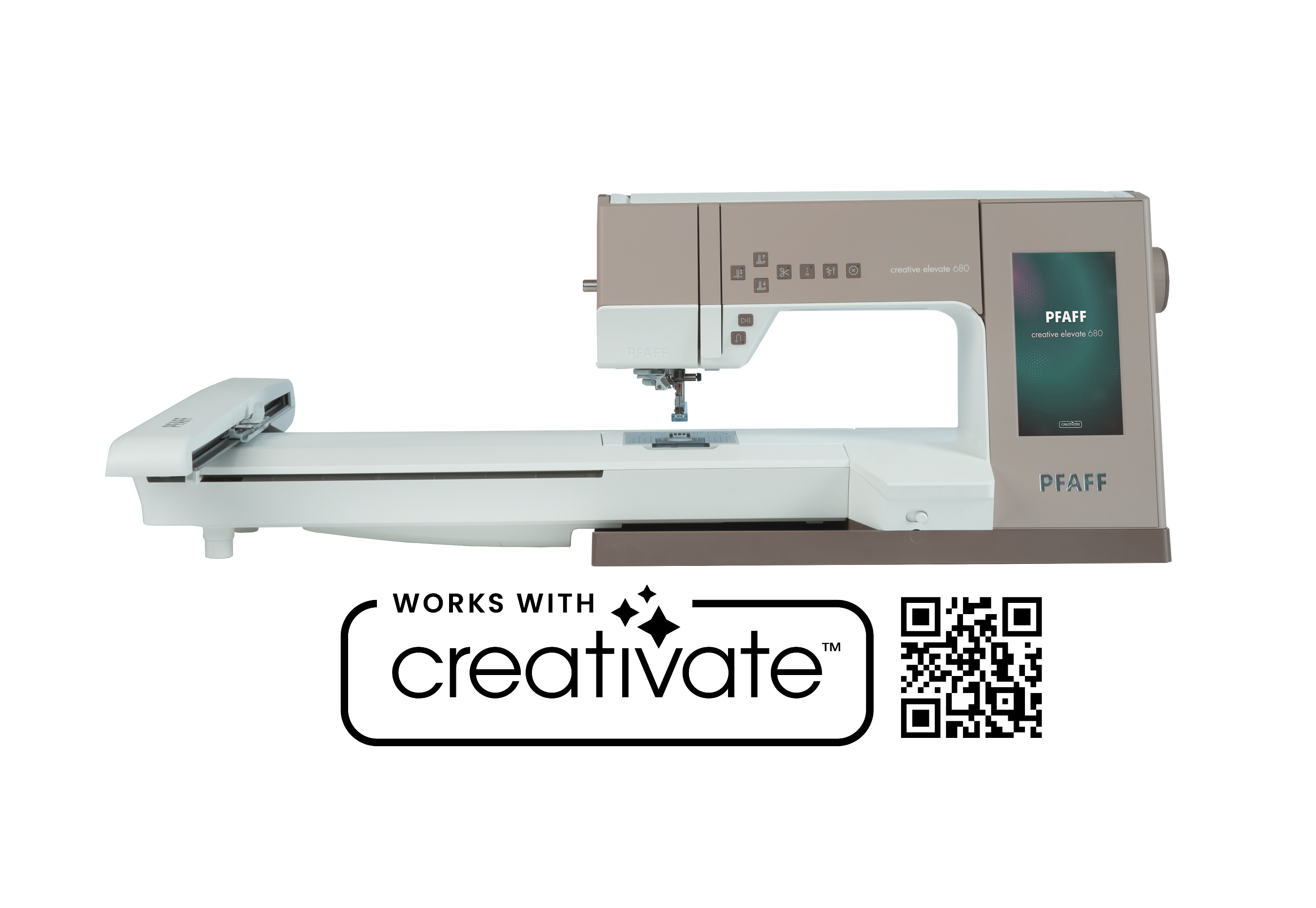 PFAFF creative elevate 680 Sewing and Embroidery Machine Works with the CREATIVATE Digital Toolkit