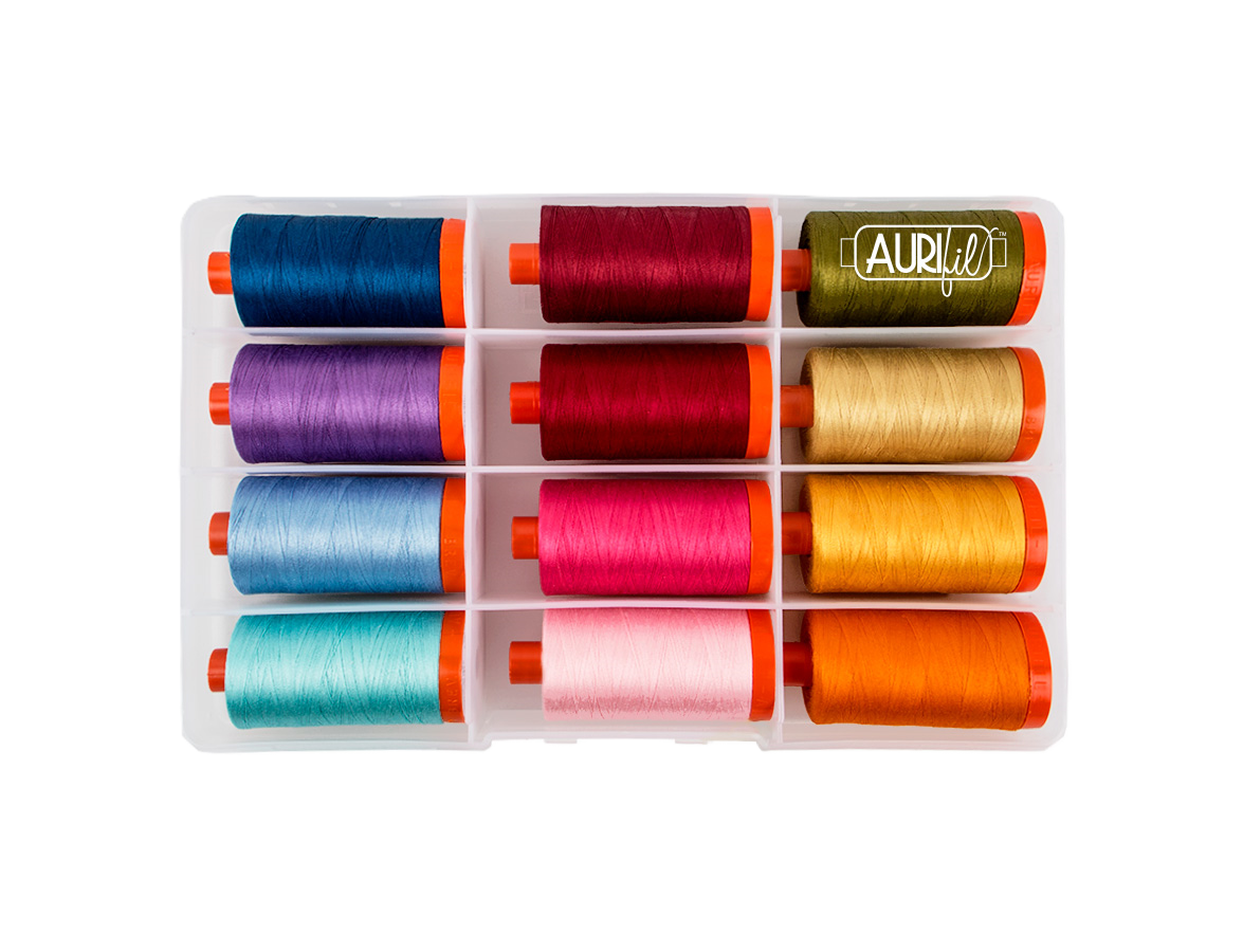 Aurifil Perfect Box of Colors 50wt Mako Cotton Quilting Thread Set PSCB5012