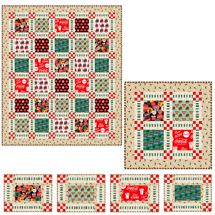 Northcott Fabrics At the Diner Coca Cola Quilt and Table Topper/Placemat Pattern PTNCC1
