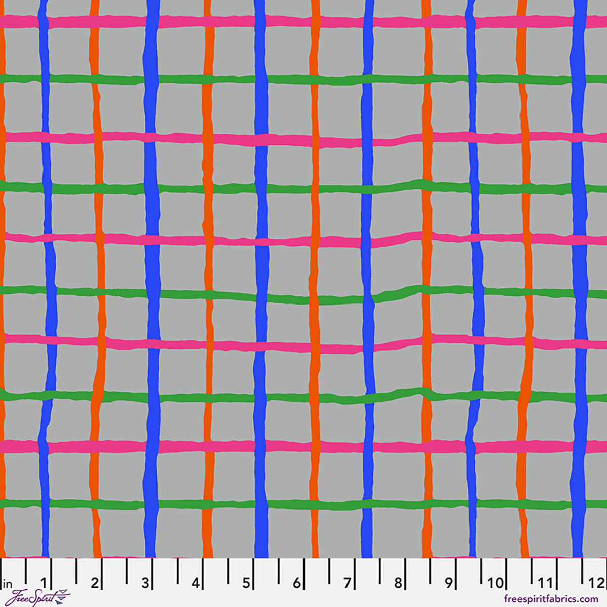 Fabric FreeSpirit Gray Grid Kaffe Fassett Collective August 2026 by the Quarter Yard PWBM105.GREY