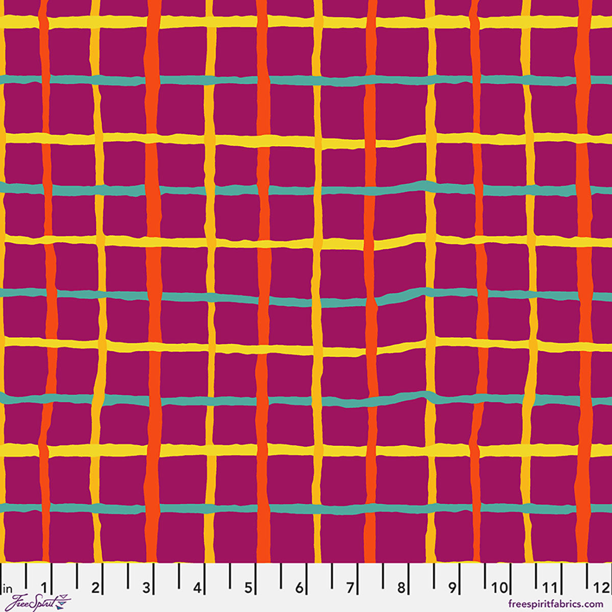 Fabric FreeSpirit Magenta Grid Kaffe Fassett Collective August 2026 by the Quarter Yard PWBM105.MAGENTA