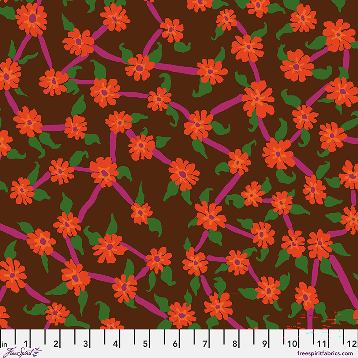 Fabric FreeSpirit Brown Mayflower Kaffe Fassett Collective August 2026 by the Quarter Yard PWBM106.BROWN