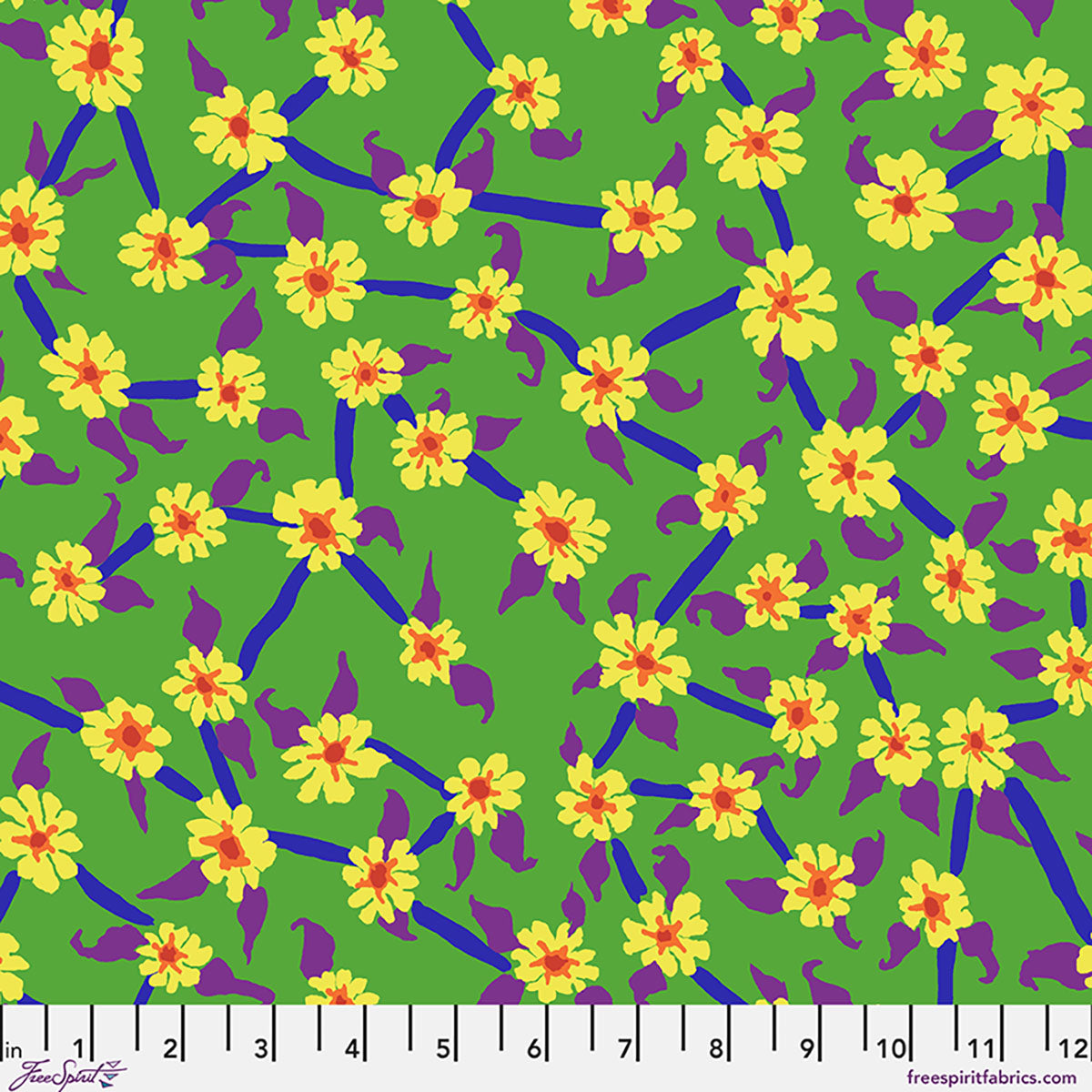 Fabric FreeSpirit Green Mayflower Kaffe Fassett Collective August 2026 by the Quarter Yard PWBM106.GREEN