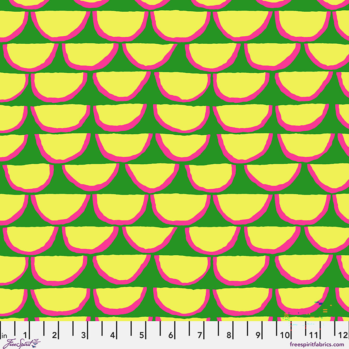 Fabric FreeSpirit Green Segments Kaffe Fassett Collective August 2026 by the Quarter Yard PWBM107.GREEN
