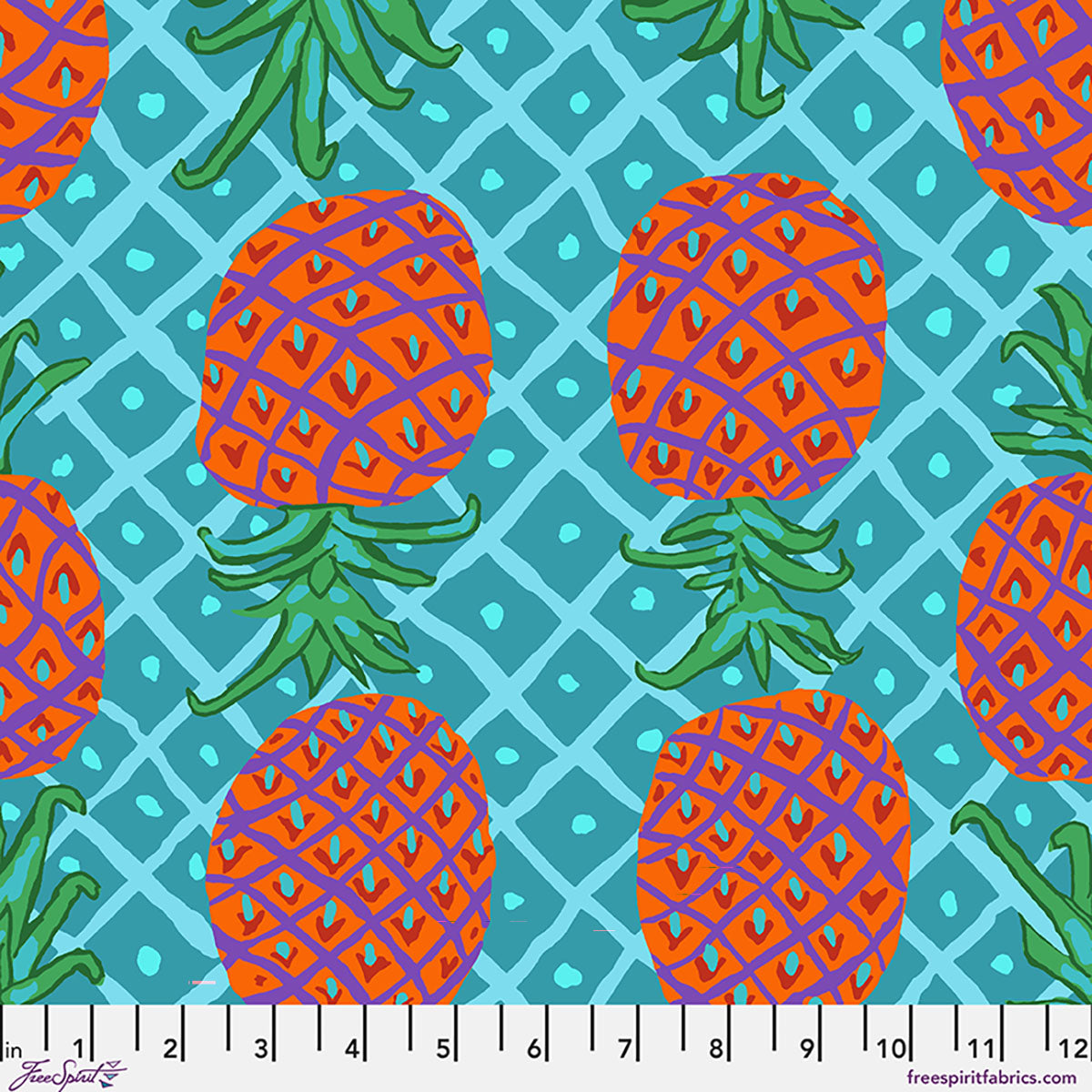 Fabric FreeSpirit Aqua Upside Down Kaffe Fassett Collective August 2026 by the Quarter Yard PWBM108.AQUA
