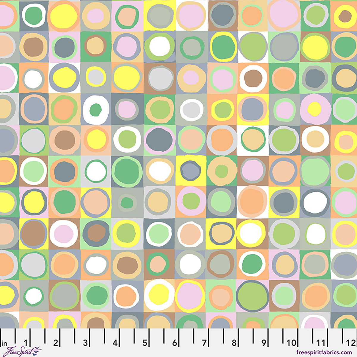 Fabric FreeSpirit Pastel Tiddlywinks Kaffe Fassett Collective August 2026 by the Quarter Yard PWGP171.PASTEL