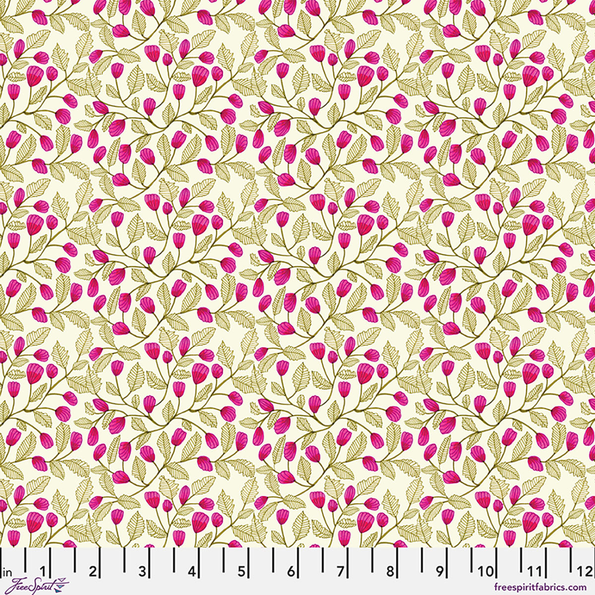 Fabric FreeSpirit Vanilla Bramble Bush Springtime Splendour by the Quarter Yard PWKI019.VANILLA