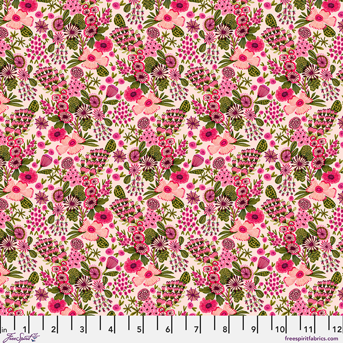 Fabric FreeSpirit Blush Cottage Garden Springtime Splendour by the Quarter Yard PWKI020.BLUSH