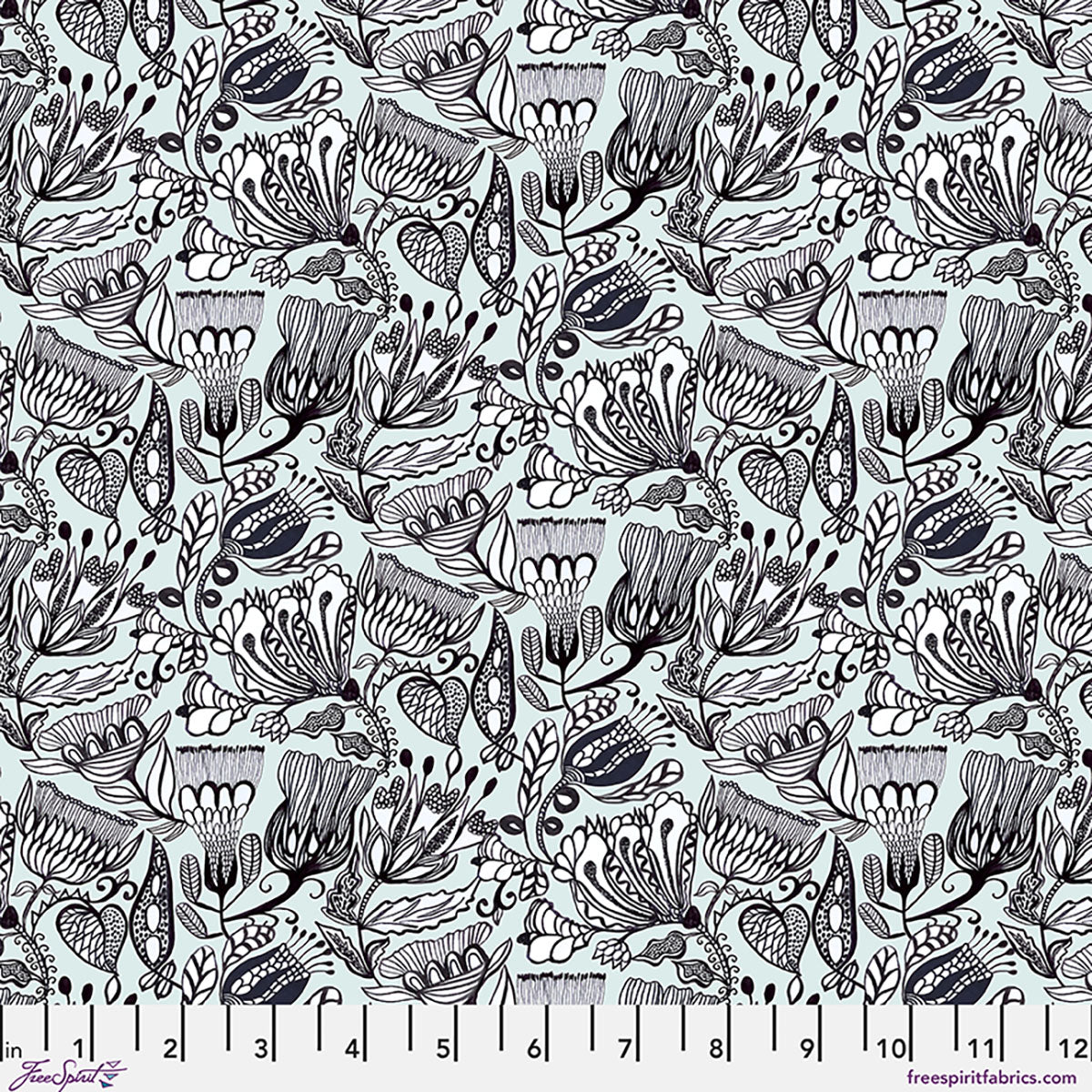 Fabric FreeSpirit Mist Botanika Springtime Splendour by the Quarter Yard PWKI022.MIST
