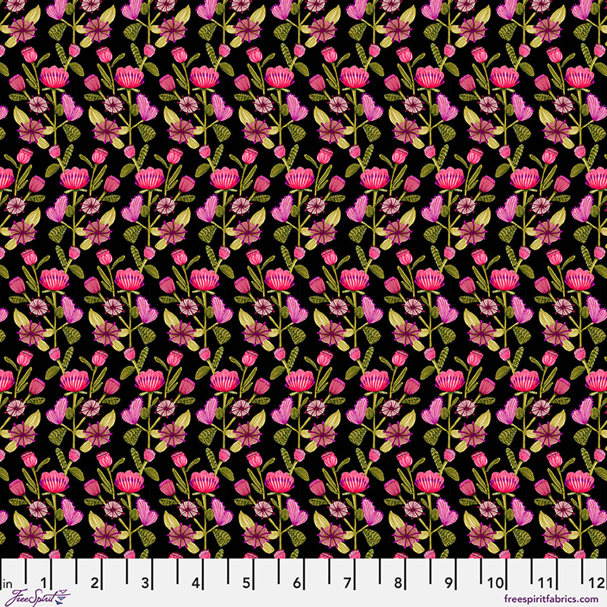 Fabric FreeSpirit Licorice Petal Path Springtime Splendour by the Quarter Yard PWKI023.LICORICE