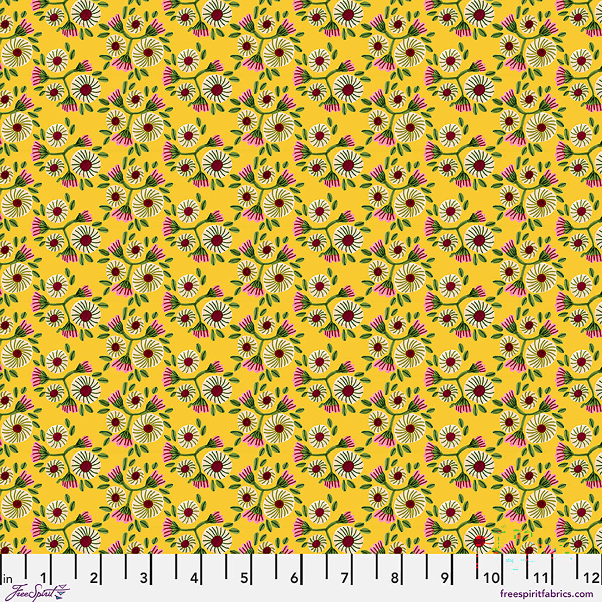 Fabric FreeSpirit Buttercup Sunshine Ditsy Springtime Splendour by the Quarter Yard PWKI026.BUTTERCUP