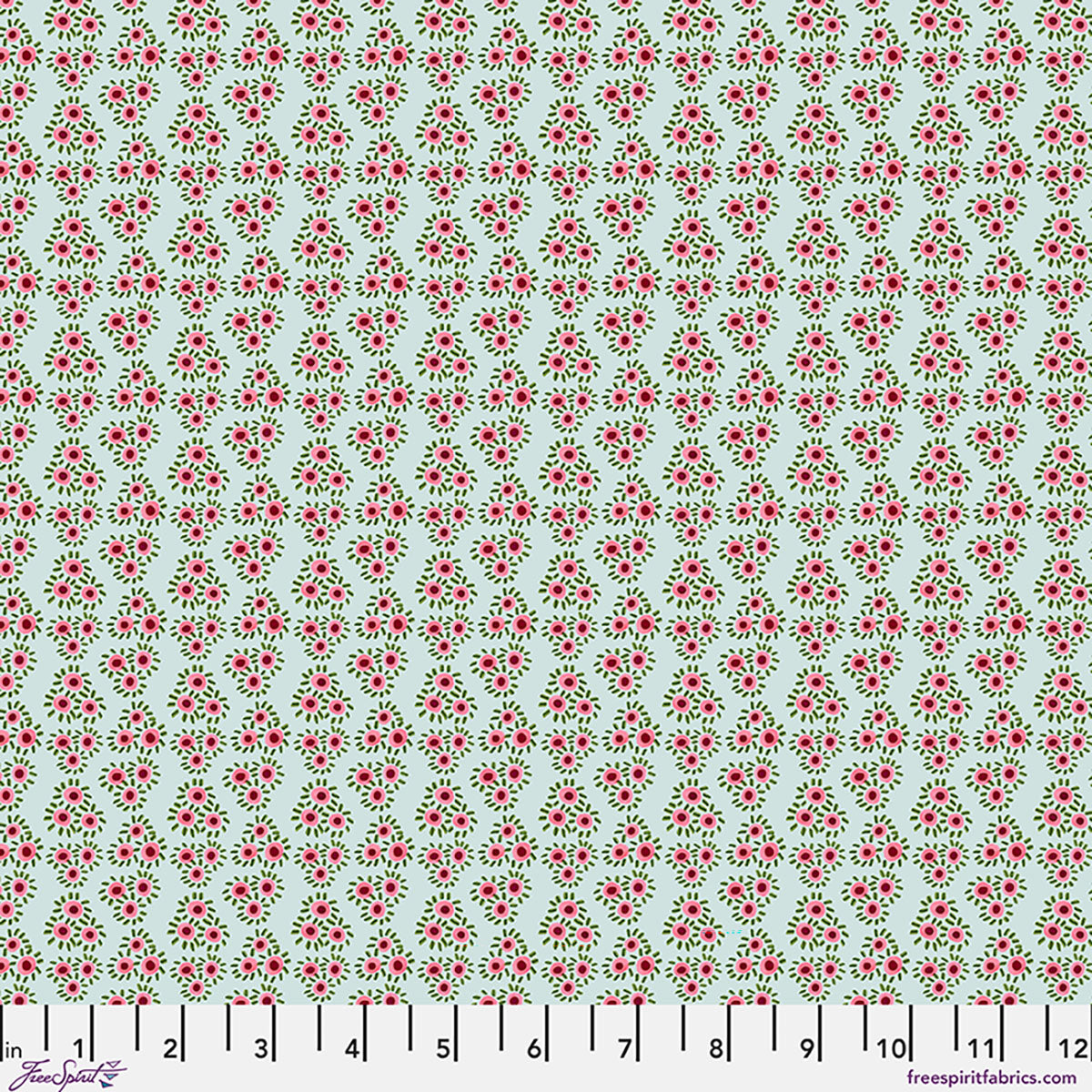 Fabric FreeSpirit Mist Rosette Springtime Splendour by the Quarter Yard PWKI030.MIST