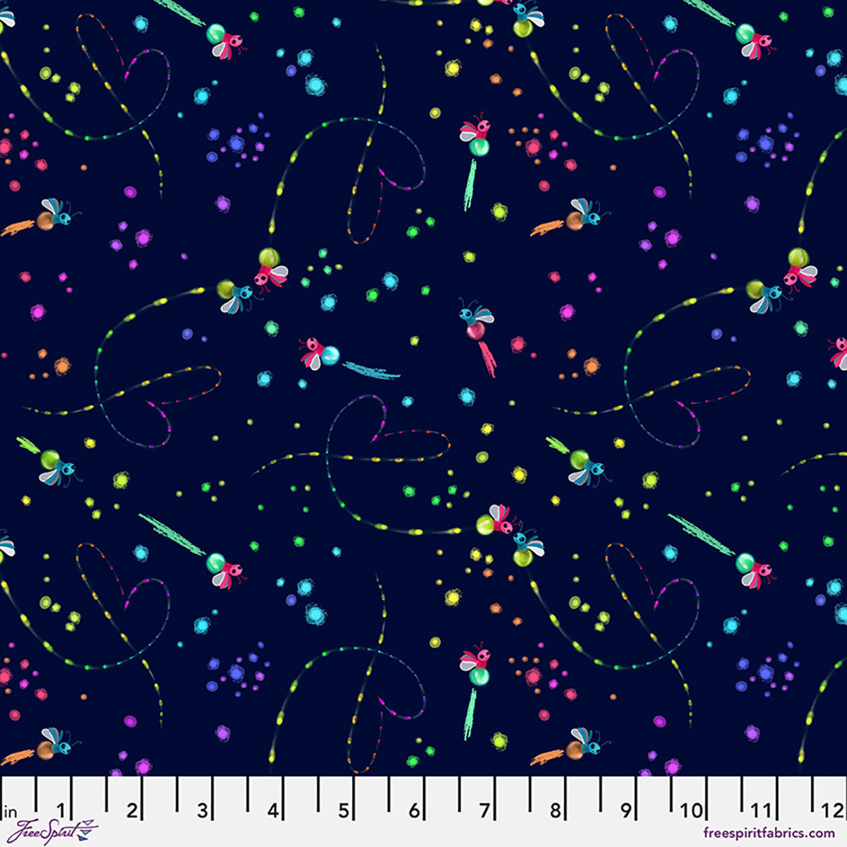 Fabric FreeSpirit Dark Purple Firefly Sky Love Under the Stars by the Quarter Yard PWKT056.XDKPURPLE