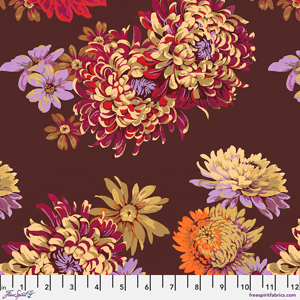 Fabric FreeSpirit Brown Fall Floral Golden Harvest by the Quarter Yard PWMN080.BROWN