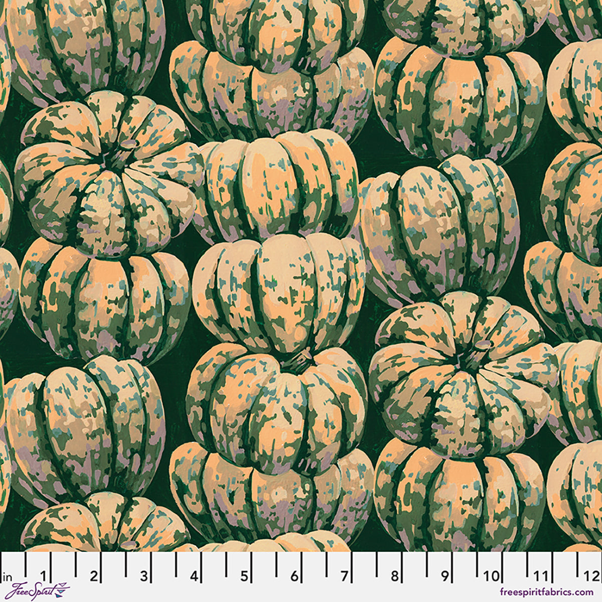 Fabric FreeSpirit Green Squashed Golden Harvest by the Quarter Yard PWMN081.GREEN