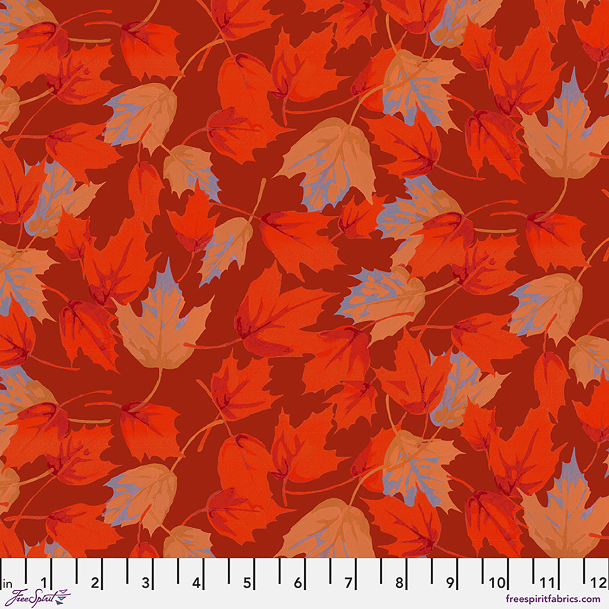 Fabric FreeSpirit Red Small Maple Golden Harvest by the Quarter Yard PWMN084.RED