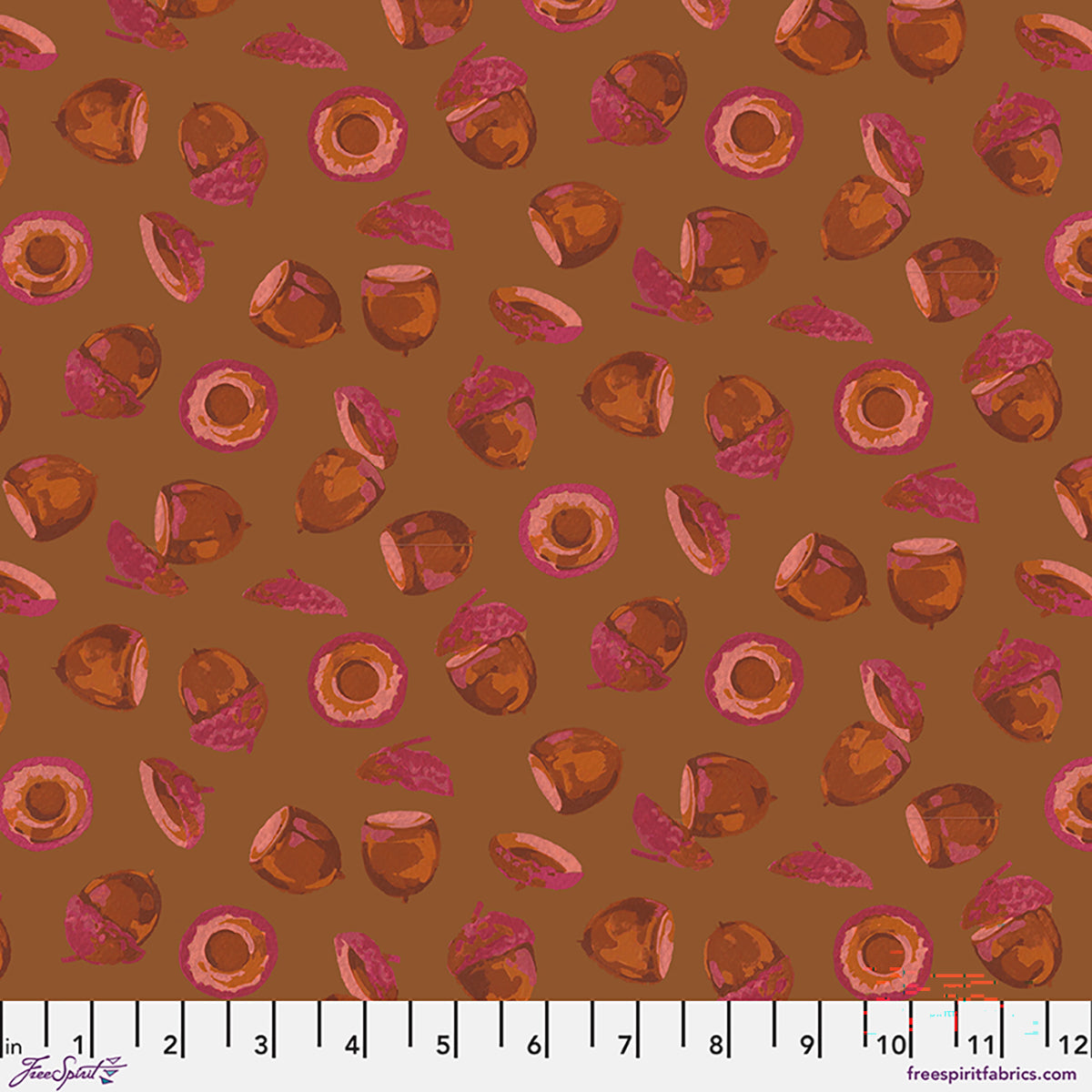 Fabric FreeSpirit Brown Acorn Harvest Golden Harvest by the Quarter Yard PWMN087.BROWN