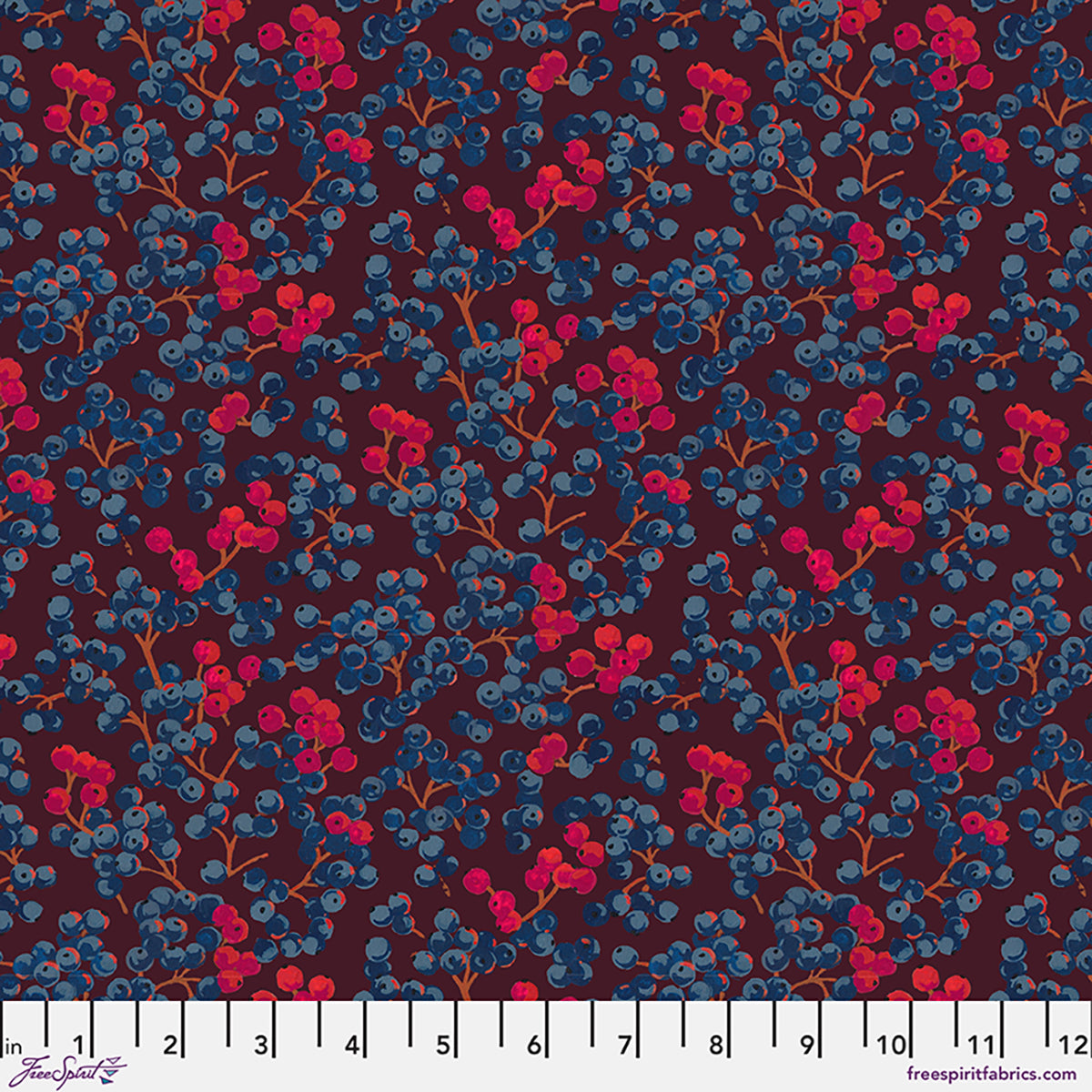 Fabric FreeSpirit Plum Berries Golden Harvest by the Quarter Yard PWMN088.PLUM