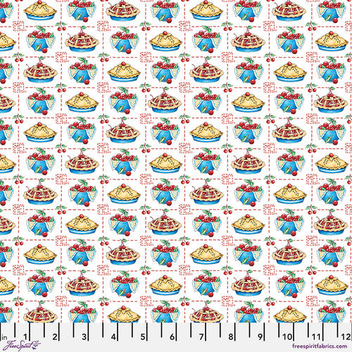 Fabric FreeSpirit White American as Cherry Pie Happy Birthday, America! by the Quarter Yard PWMY022.WHITE