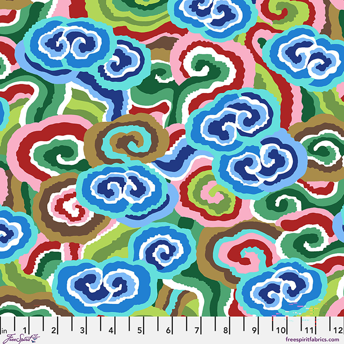 Fabric FreeSpirit Blue Cloud Scrolls Kaffe Fassett Collective August 2026 by the Quarter Yard PWPJ138.BLUE
