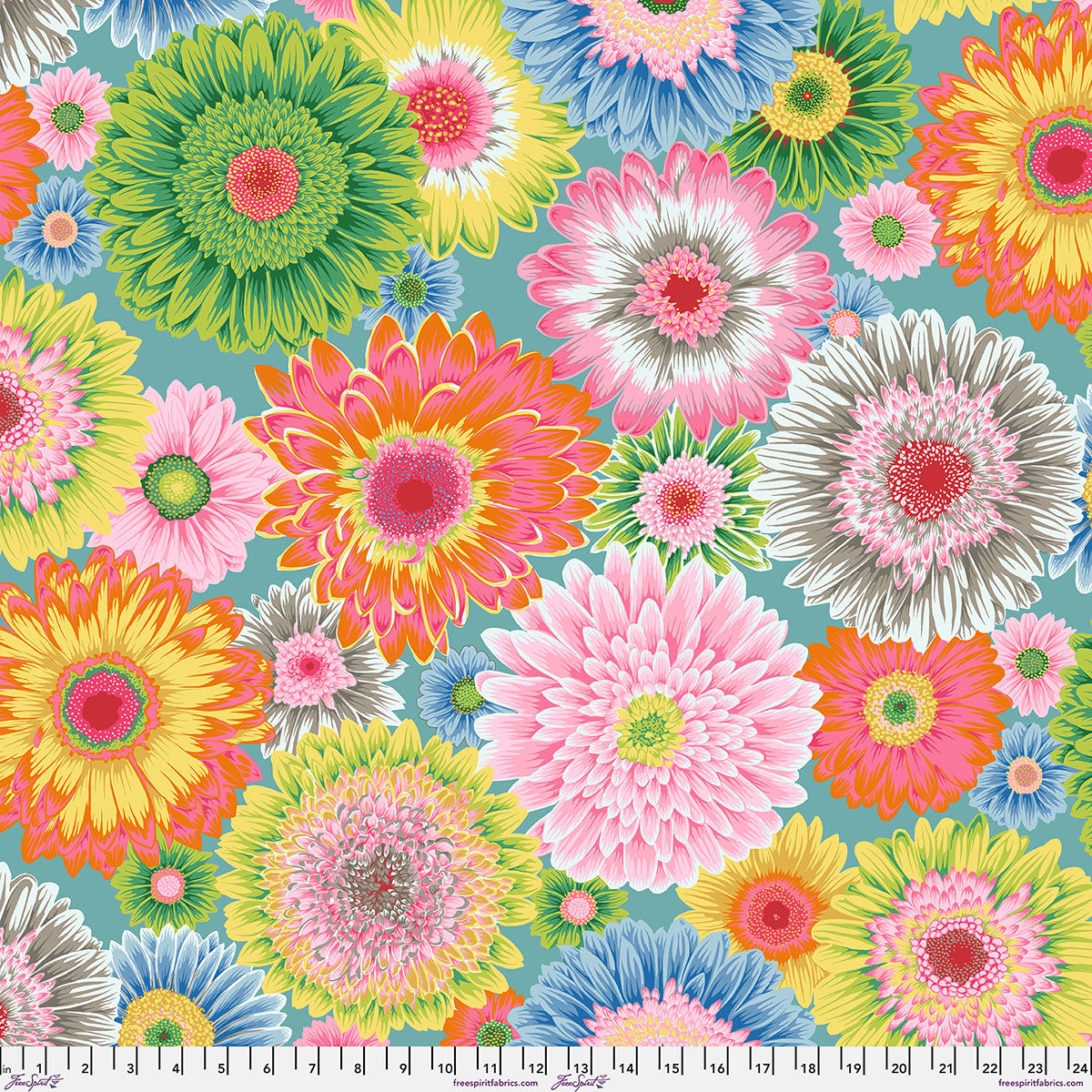 Fabric FreeSpirit Pastel Gerbera Daisies Kaffe Fassett Collective August 2026 by the Quarter Yard PWPJ139.PASTEL