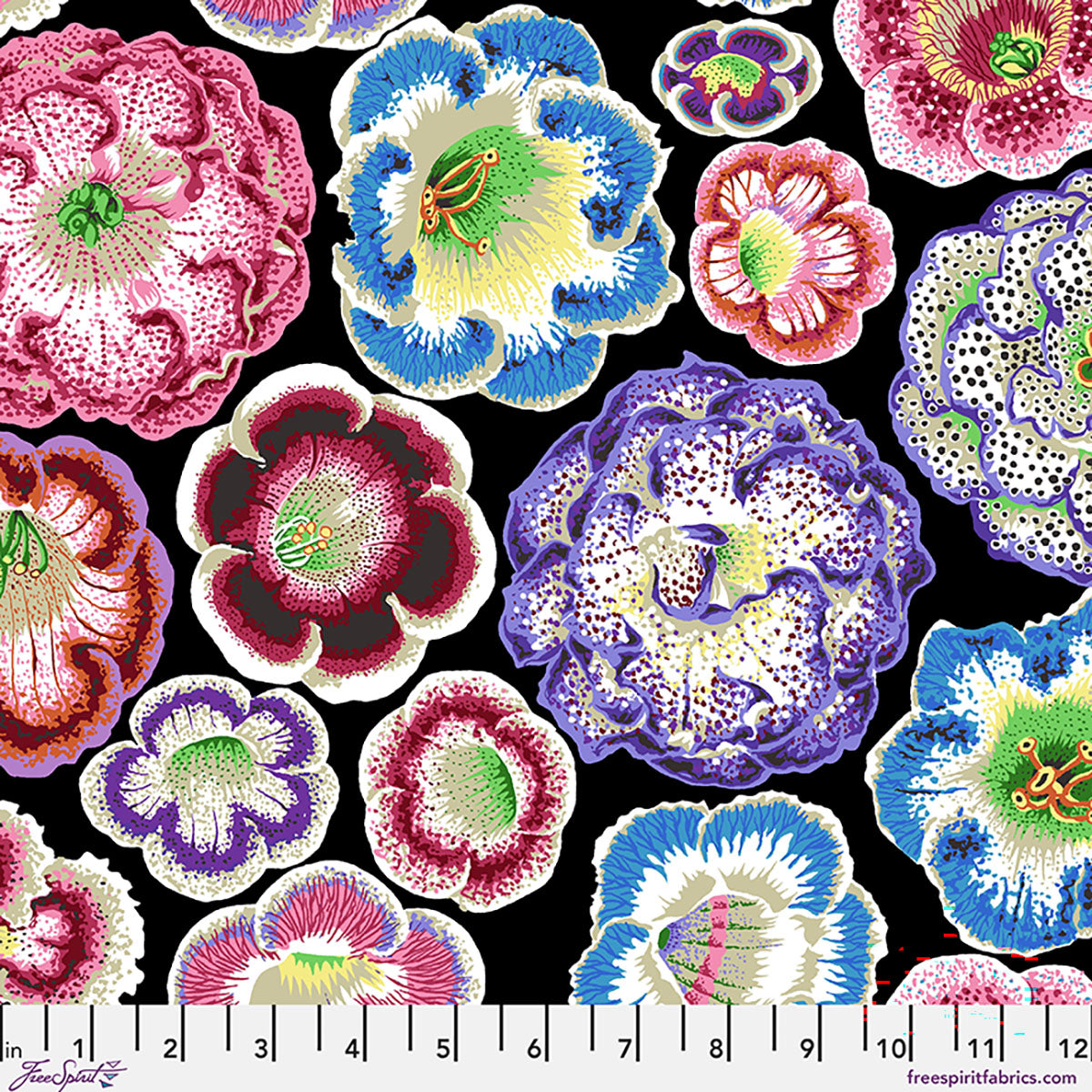 Fabric FreeSpirit Black Helen Kaffe Fassett Collective August 2026 by the Quarter Yard PWPJ140.BLACK