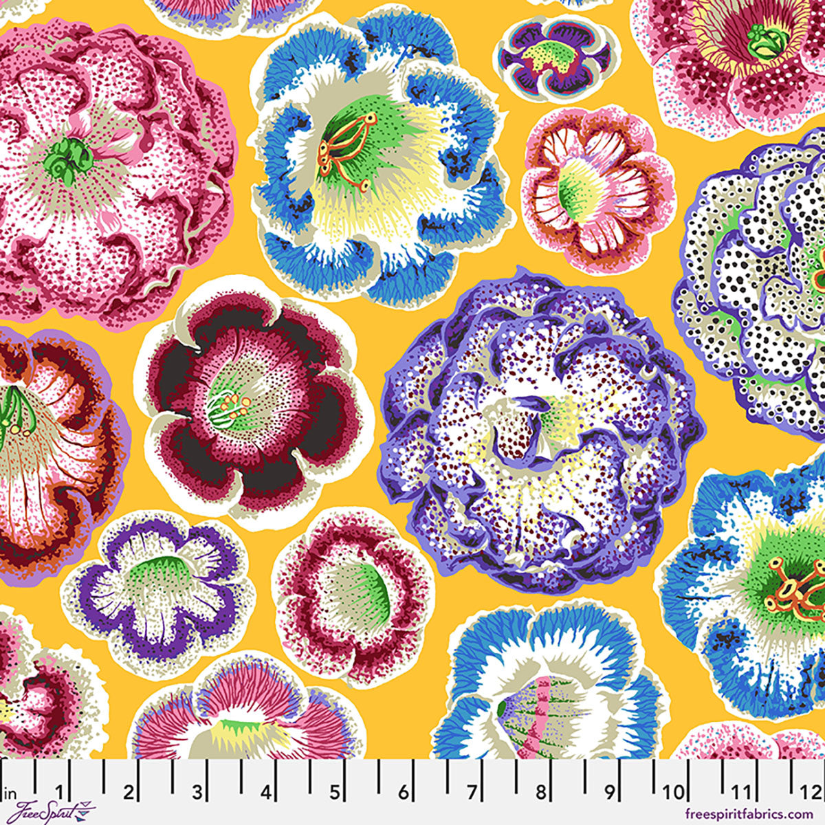 Fabric FreeSpirit Yellow Helen Kaffe Fassett Collective August 2026 by the Quarter Yard PWPJ140.YELLOW