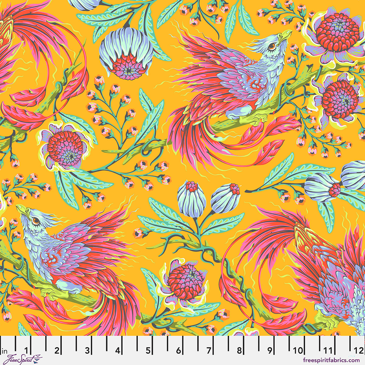 Fabric FreeSpirit Tula Pink Dandelion Hot Wings Legendary by the Quarter Yard PWTP281.DANDELION