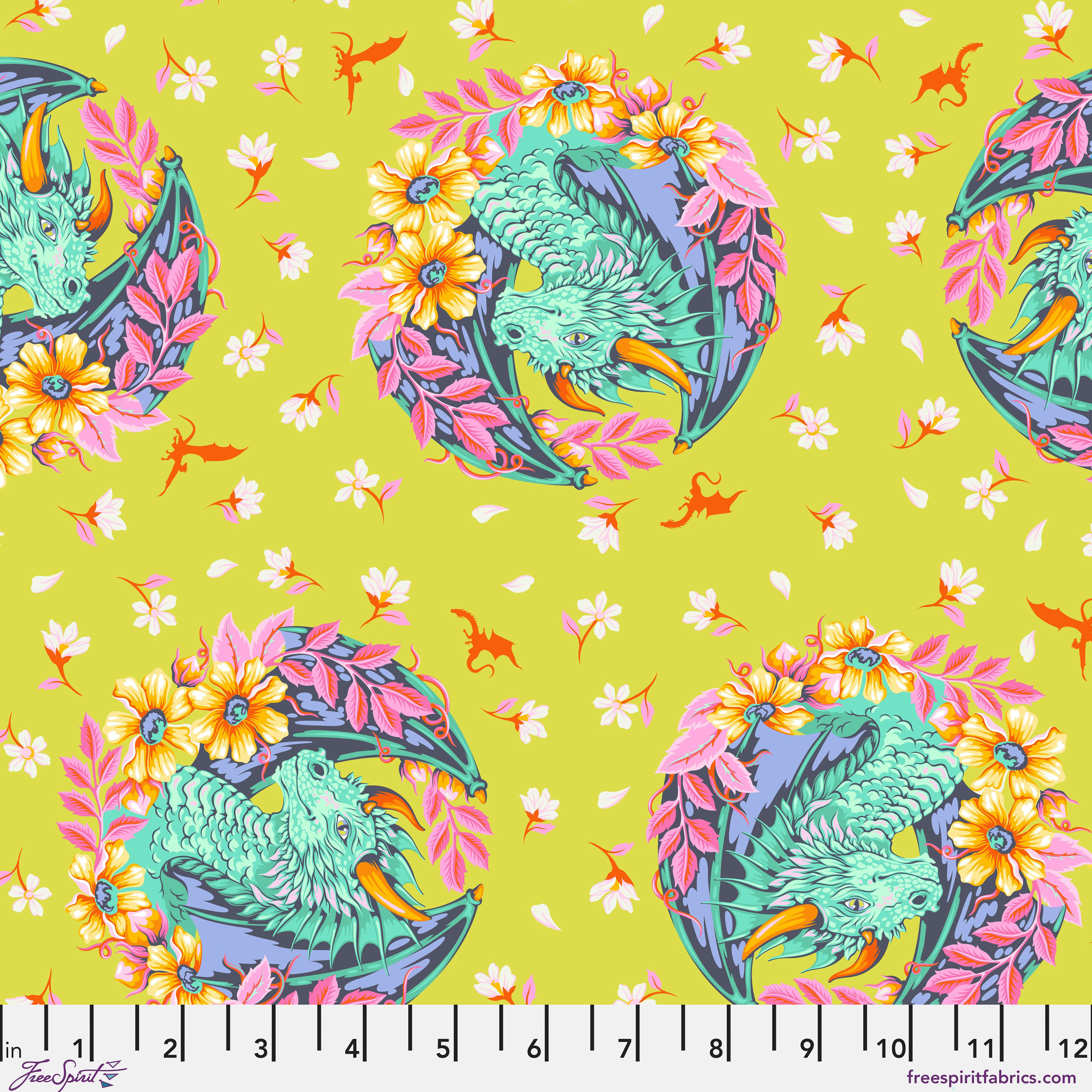 Fabric FreeSpirit Tula Pink Apple Dragon Ball She Legendary by the Quarter Yard PWTP282.APPLE