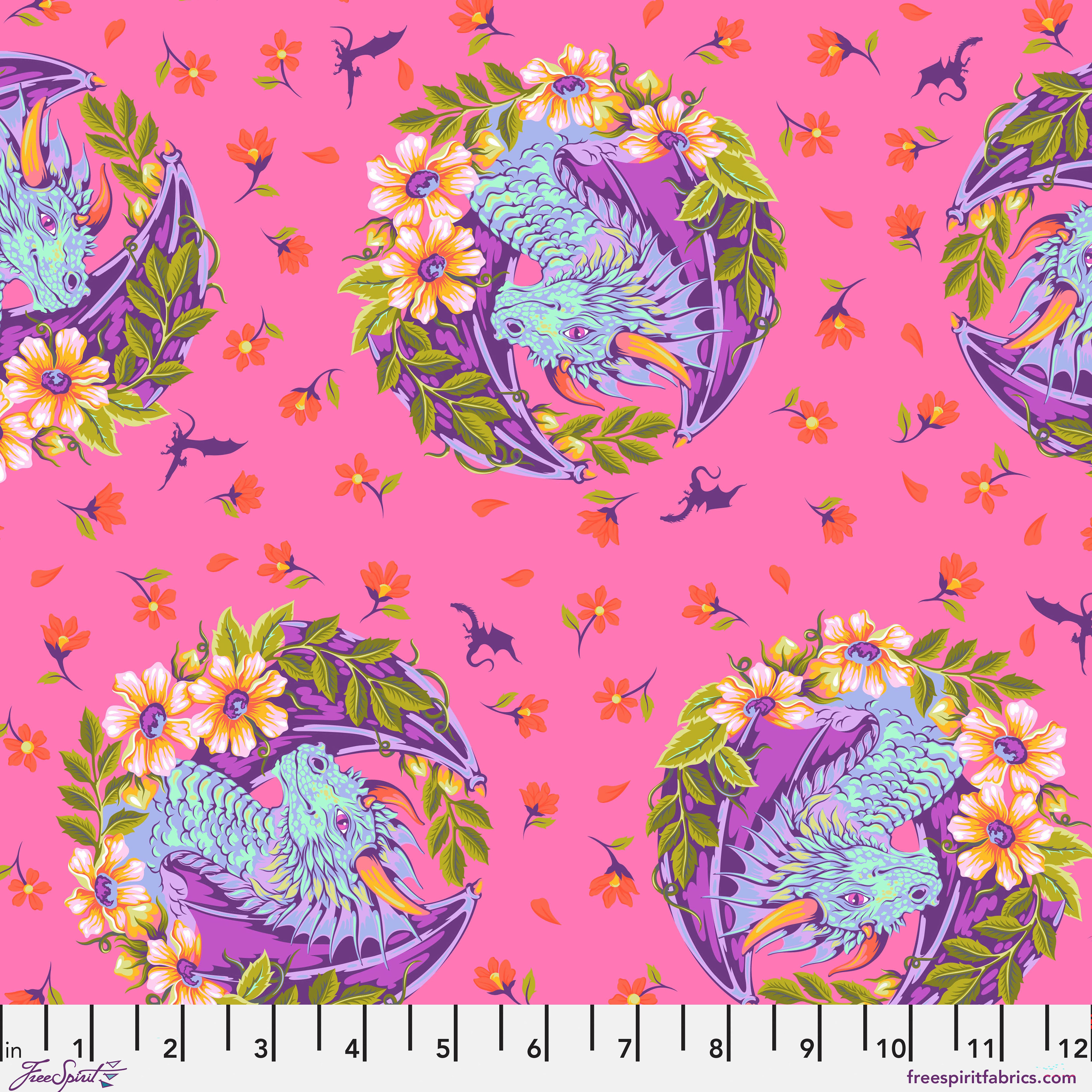 Fabric FreeSpirit Tula Pink Sugar Plum Dragon Ball She Legendary by the Quarter Yard PWTP282.SUGARPLUM