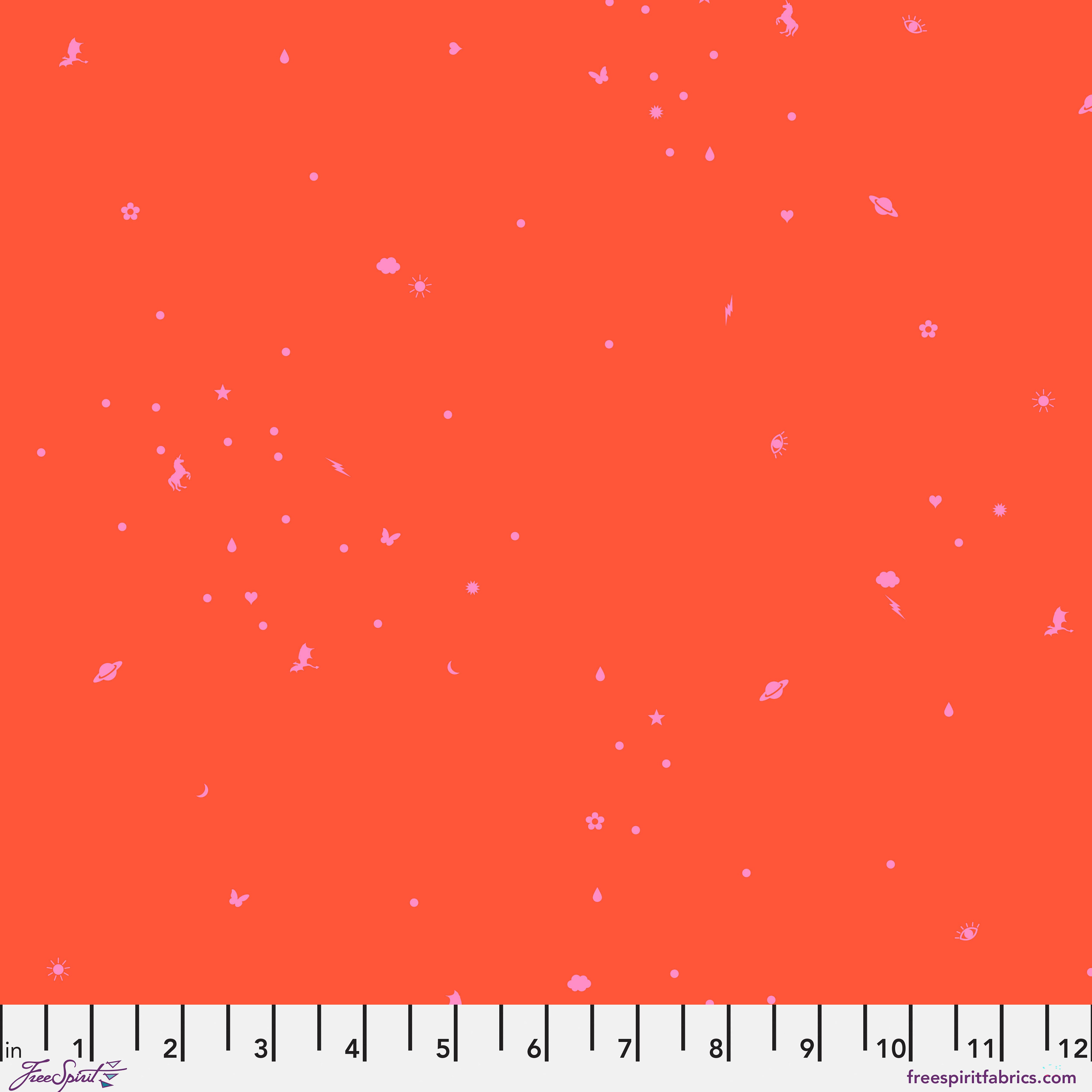 Fabric FreeSpirit Tula Pink Vermillion Charmed Legendary by the Quarter Yard PWTP289.VERMILLION