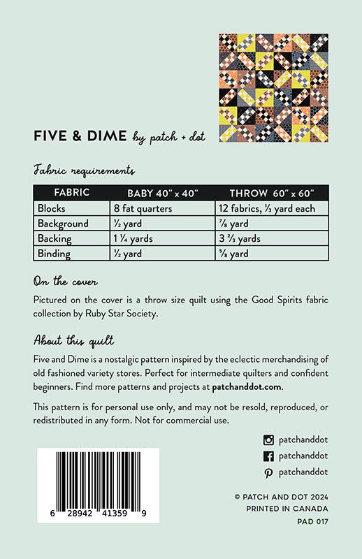 Patch and Dot Five & Dime Quilt Pattern PAD-017