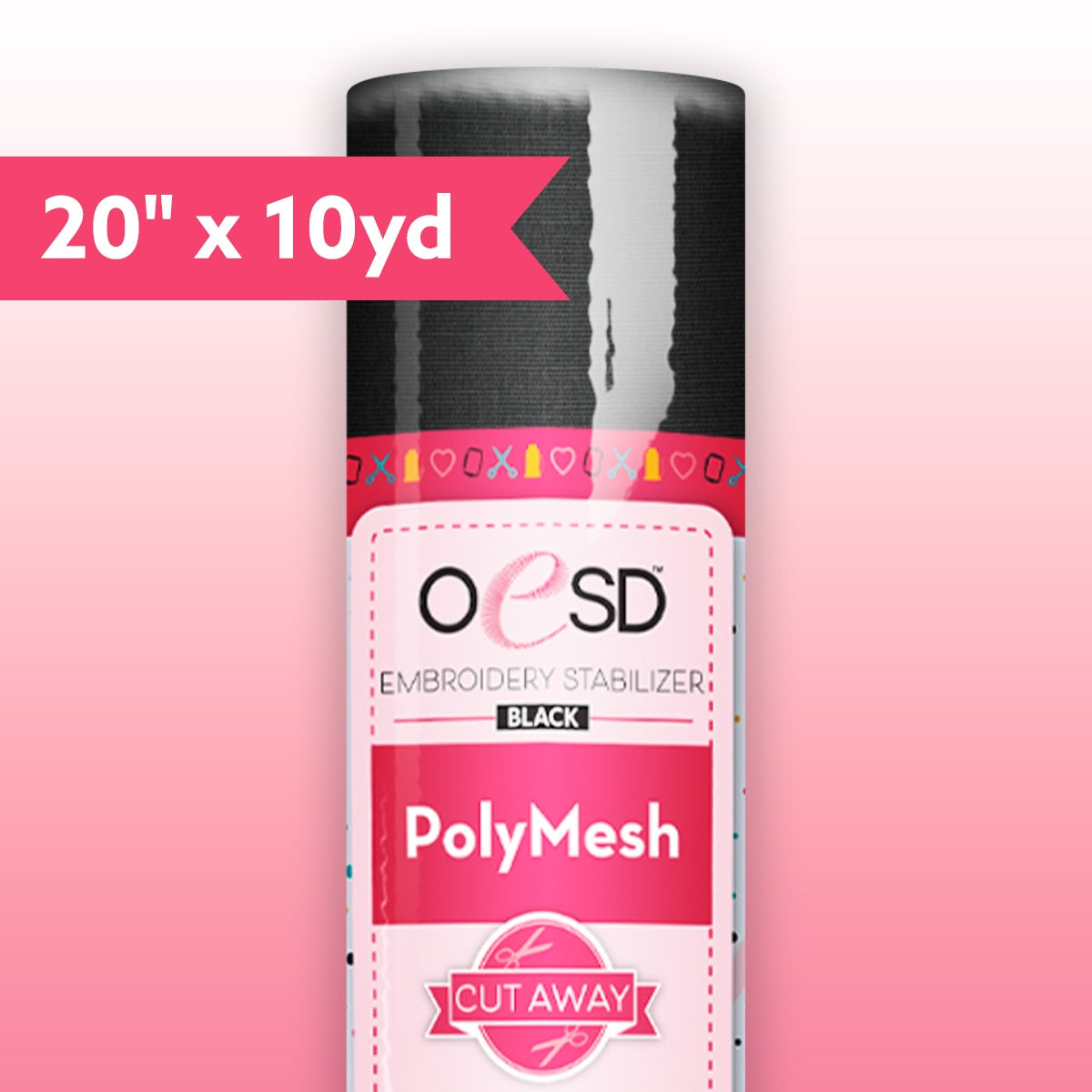 OESD PolyMesh Cut Away Embroidery Stabilizer Black 20"x10yd Roll HBC15-20B