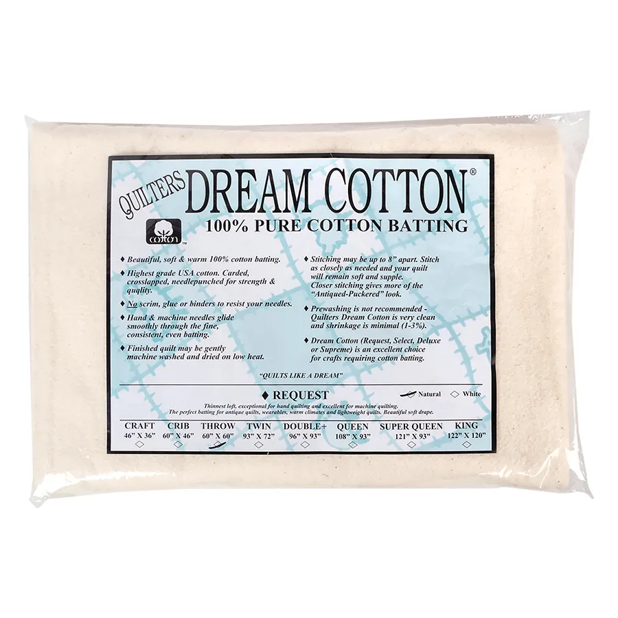 Quilter's Dream Batting Natural Dream Cotton Request Thin Loft Batting Throw Size N3TH for Sale at World Weidner
