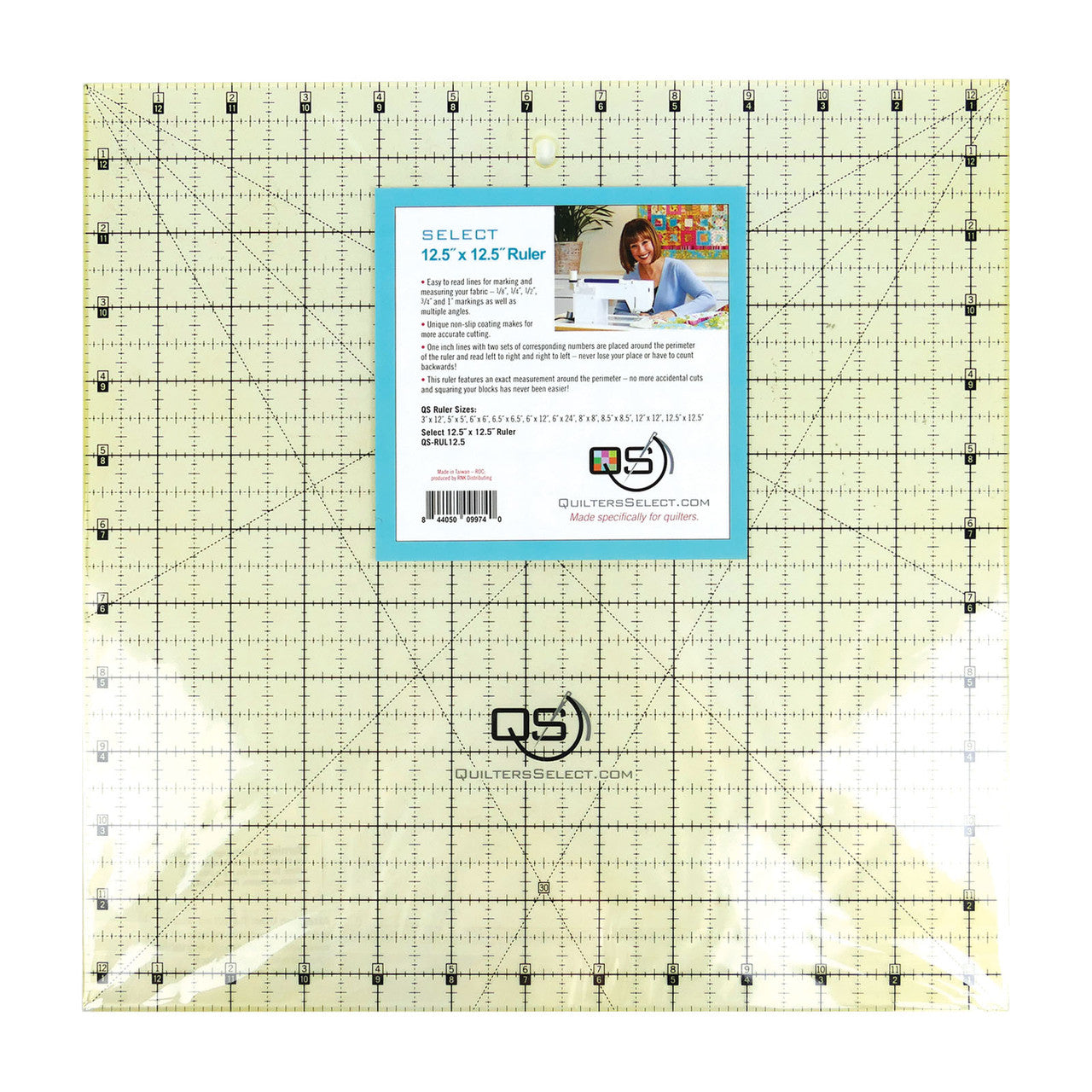 Quilters Select 12.5x12.5" Non-Slip Ruler QSEQS-RUL125N