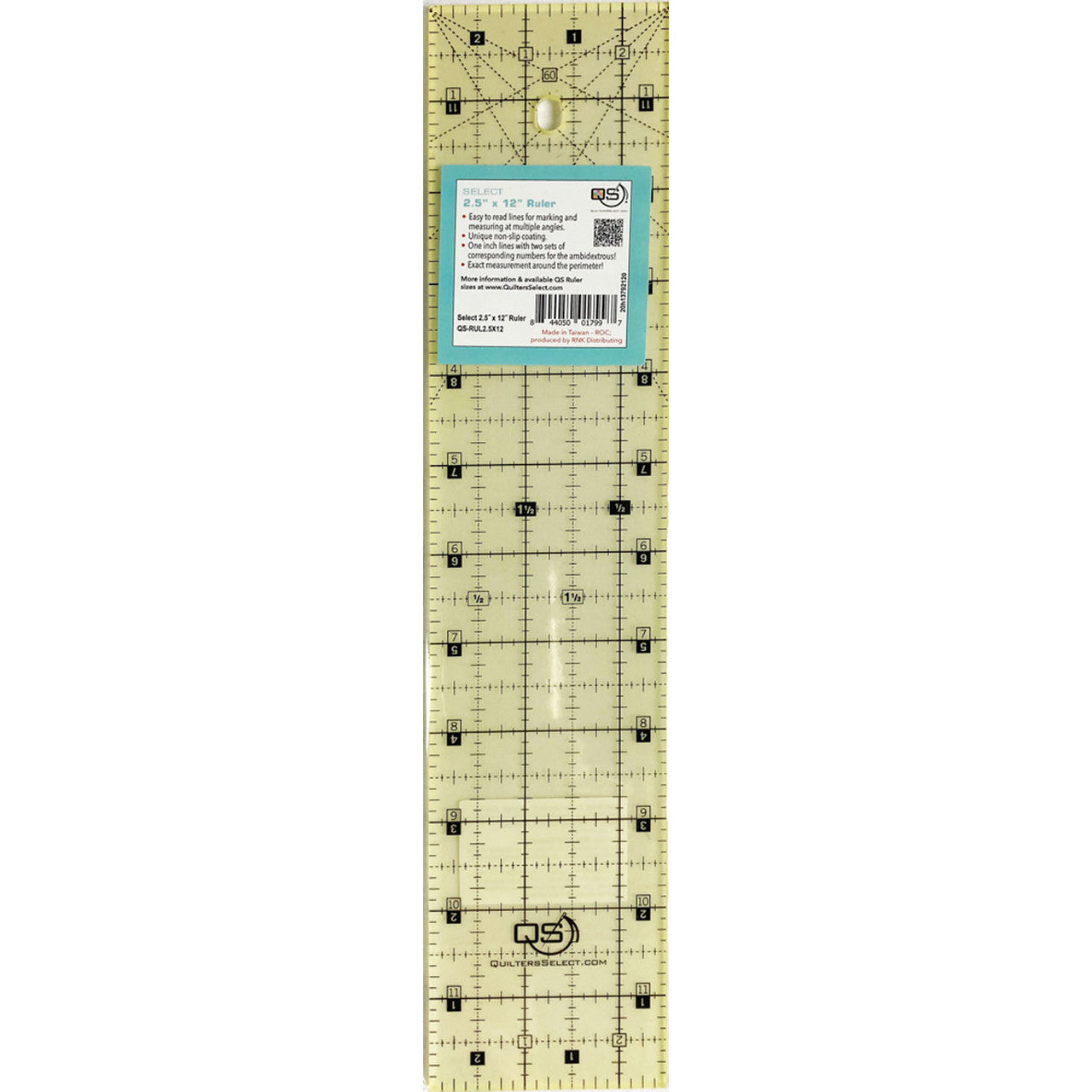Quilters Select 2.5x12" Non-Slip Ruler QSEQS-RUL25X12