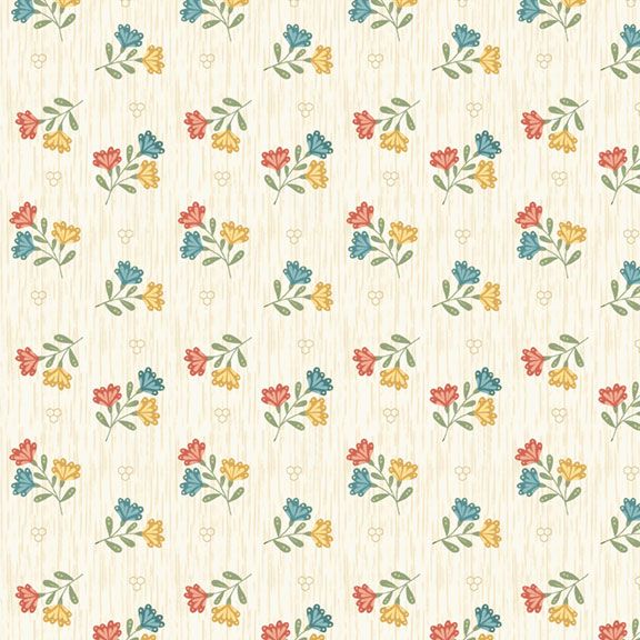 Fabric Marcus Cream Tossed Floral Honeycomb Hollow by the Quarter Yard R792125D-CREAM