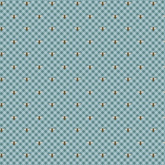 Fabric Marcus Teal Bees Honeycomb Hollow by the Quarter Yard R792126D-TEAL
