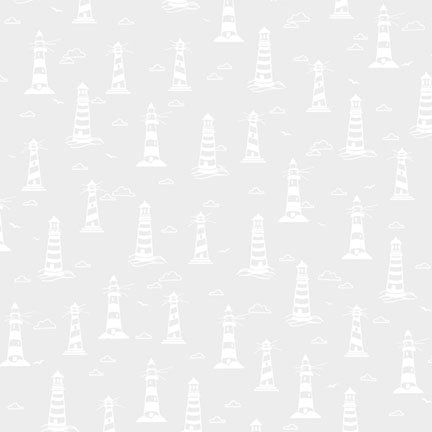 Fabric P & B Textiles Lighthouse Beacons Ramblings by the Sea by the Quarter Yard RABS-6363-W