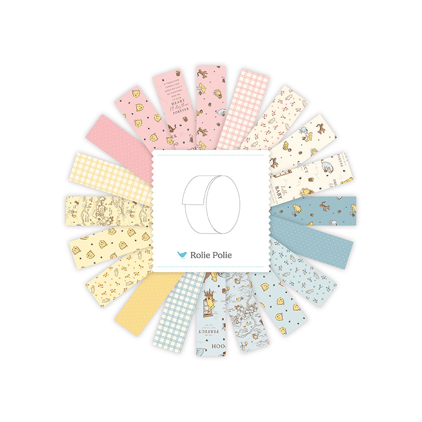 Fabric Riley Blake Precuts Winnie the Pooh Baby 40pc 2.5" Rolie Polie Strip Roll RP-18590-40