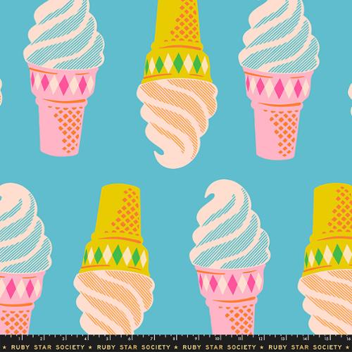 Fabric Ruby Star Society Turquoise Cake Cone Sparkle Mart 108" Wide Back by the Quarter Yard RS0124-12