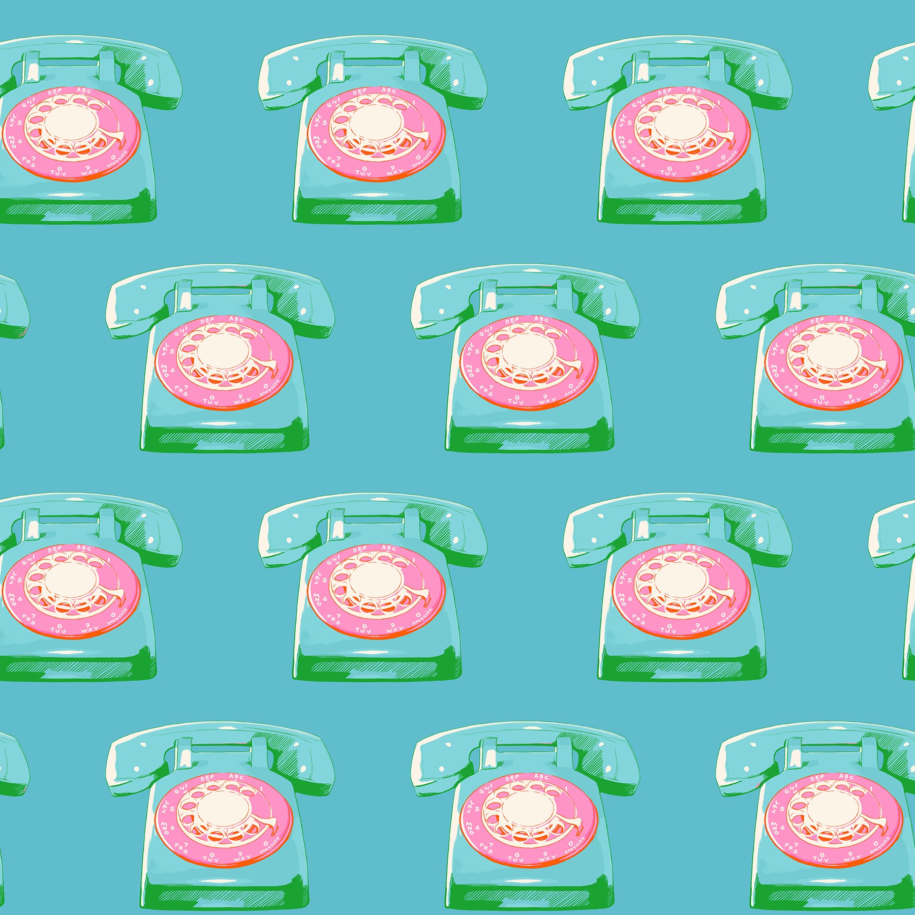Fabric Ruby Star Society Dark Turquoise Telephones Sparkle Mart by the Quarter Yard RS0121-16