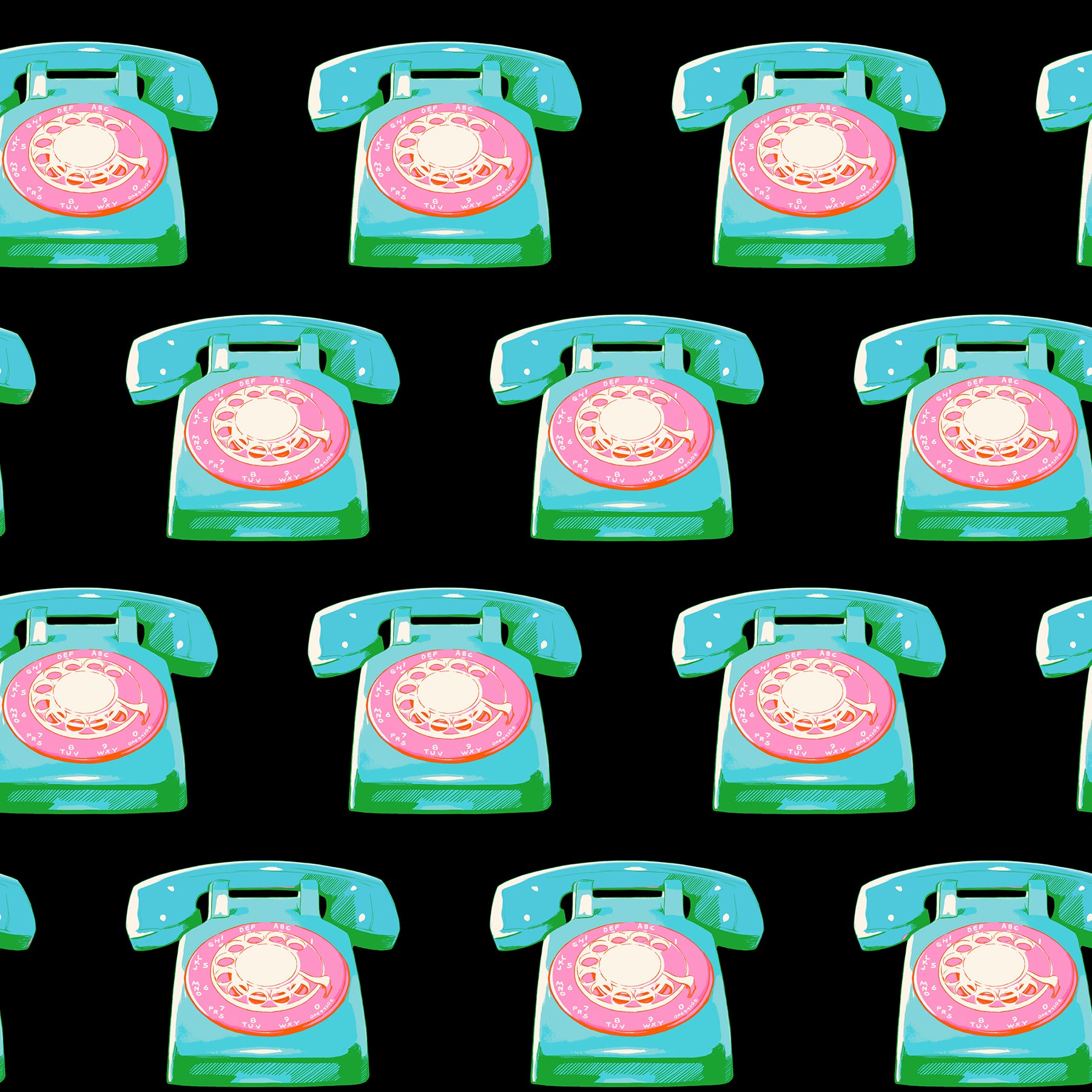 Fabric Ruby Star Society Black Telephones Sparkle Mart by the Quarter Yard RS0121-18