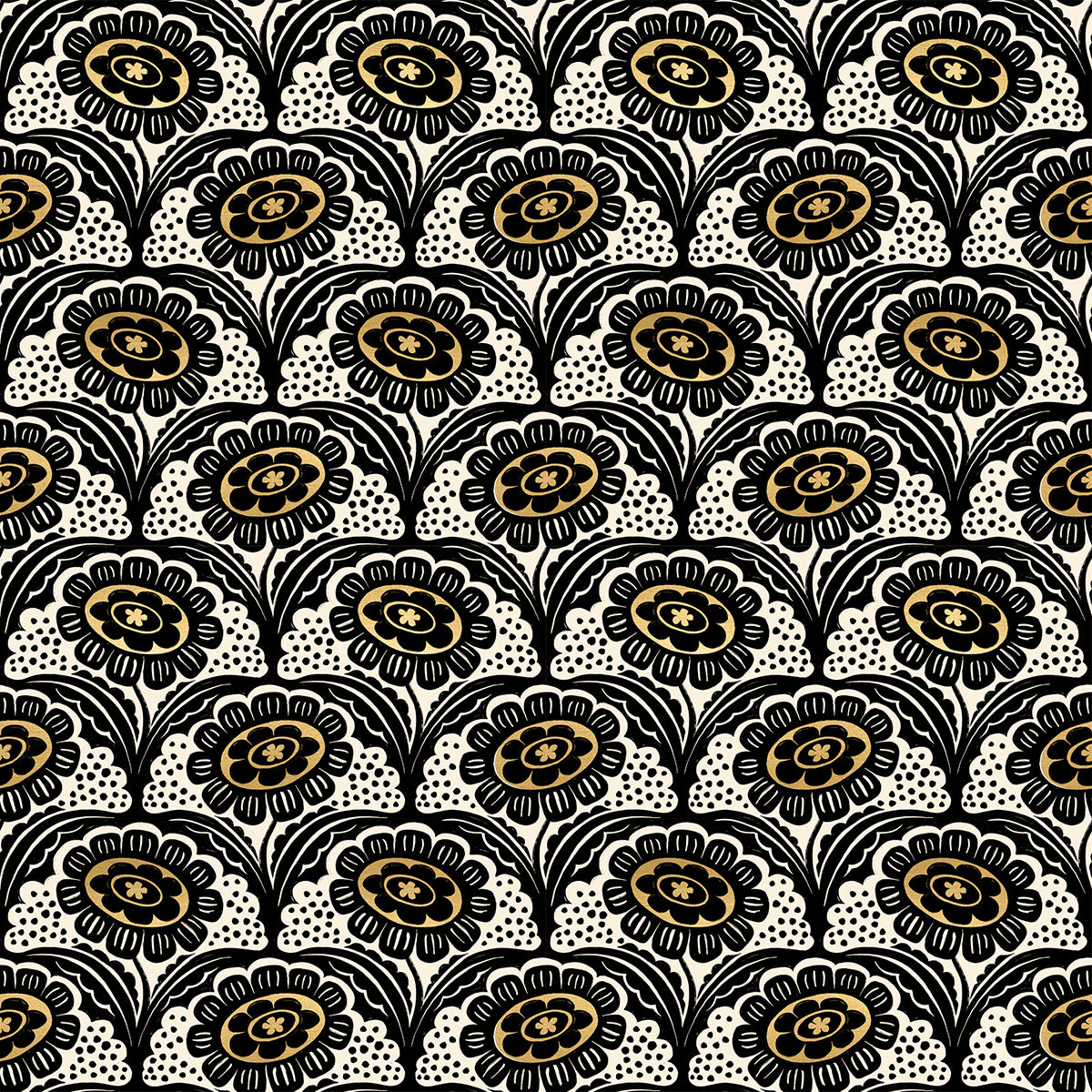 Fabric Ruby Star Society Gold Scallop Flower Metallic Ink Shop by the Quarter Yard RS2140-14M