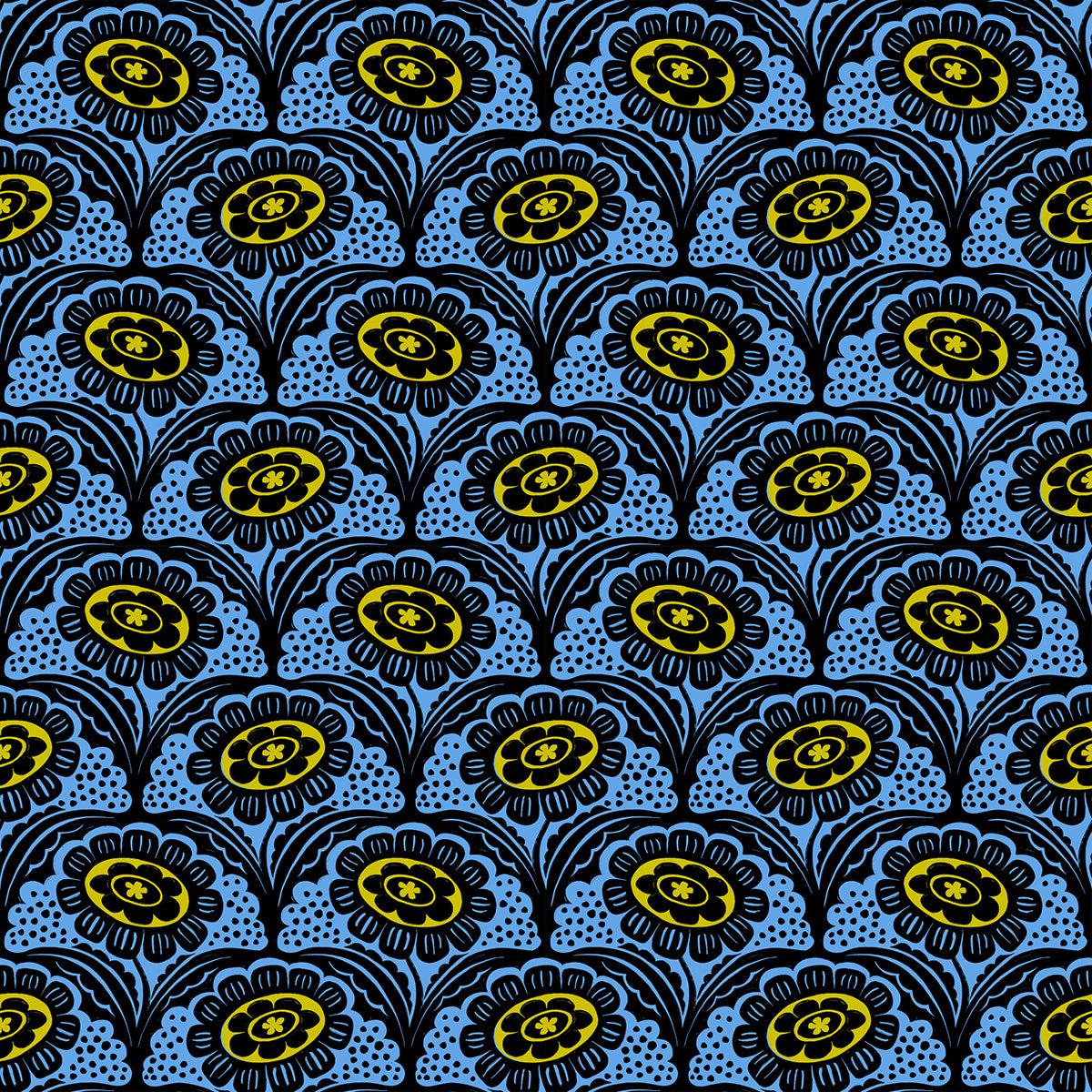 Fabric Ruby Star Society Lindley Blue Scallop Flower Ink Shop by the Quarter Yard RS2140-16