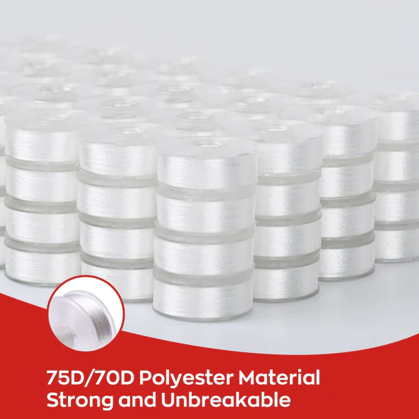 Richword Prewound White Polyester Embroidery Bobbins 144ct Style A/Class 15 60wt WB0101A02W