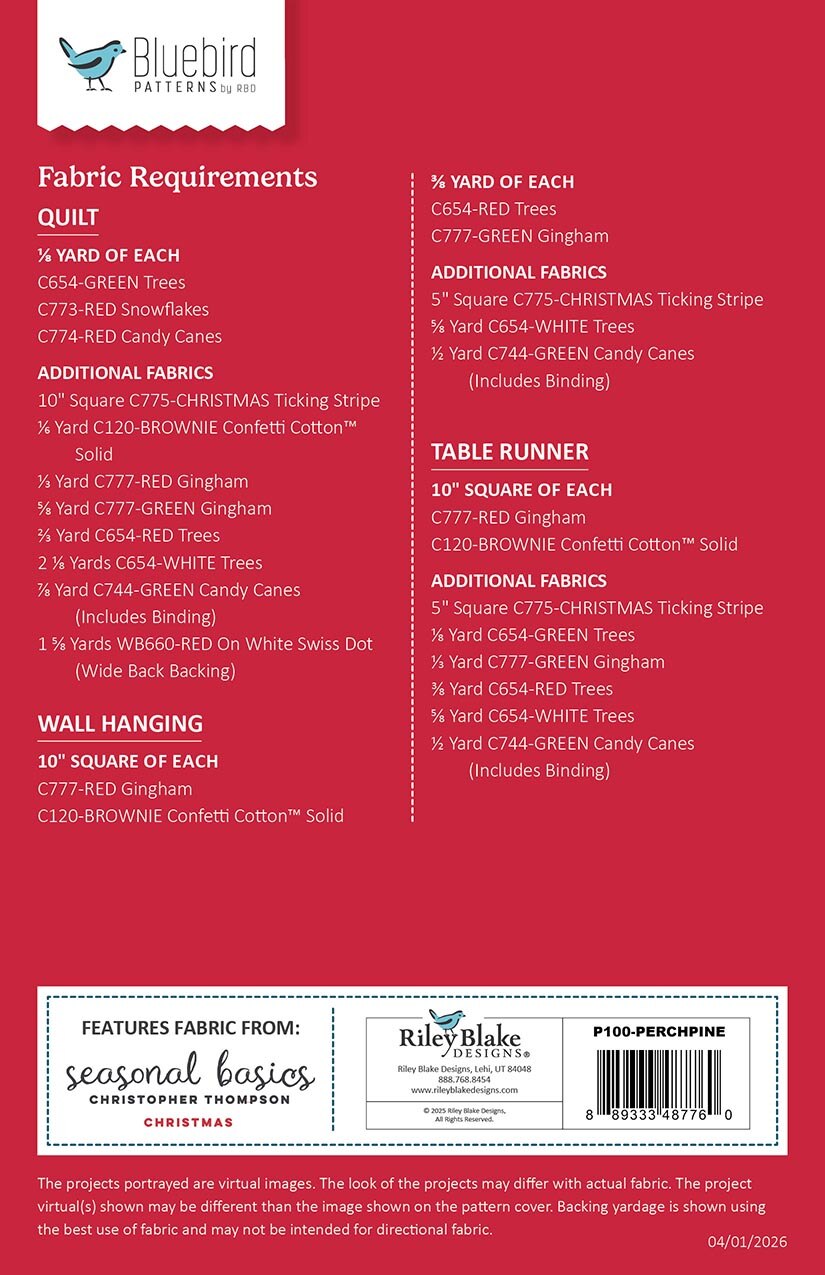 Riley Blake Designs Bluebird Patterns Perch & Pine Quilt Pattern P100-PERCHPINE