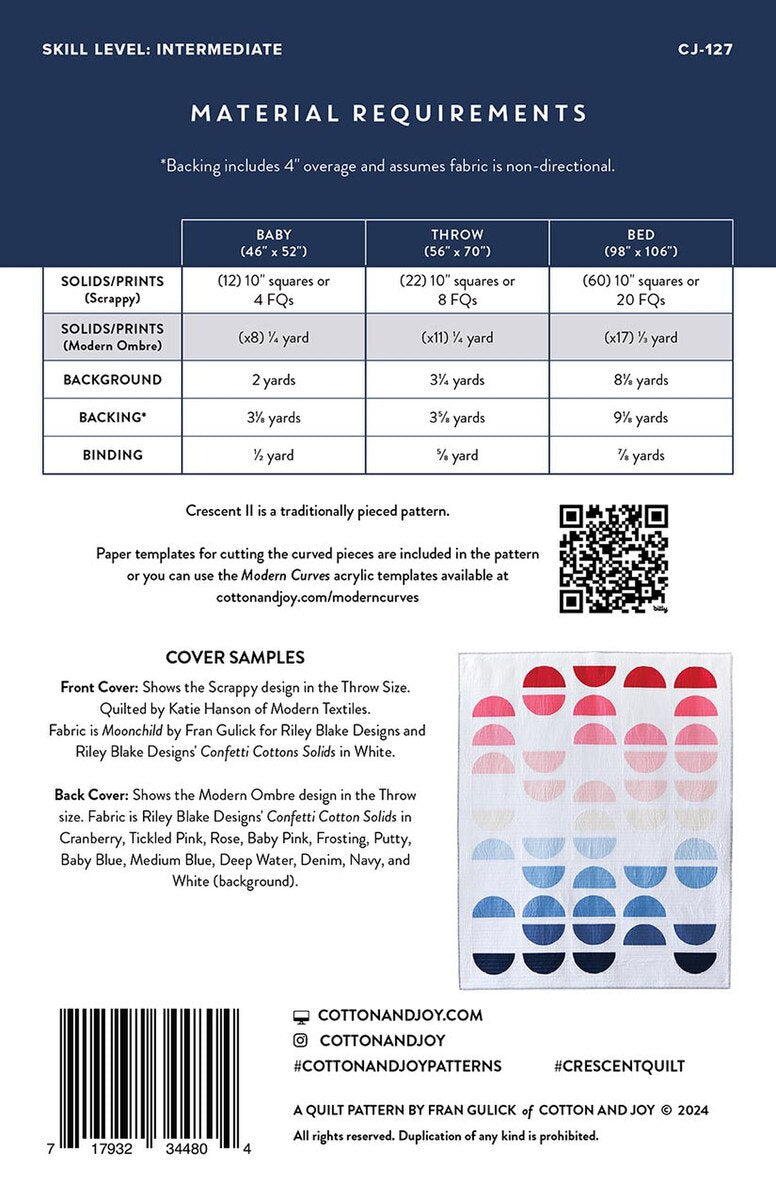 Riley Blake Designs Fran Gulick Crescent II Quilt Pattern P173-CRESCENTII