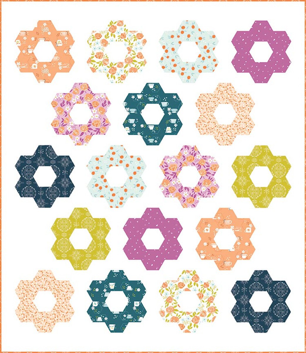 Riley Blake Designs Fran Gulick Hexie Blooms Quilt Pattern P173-HEXIEBLOOMS