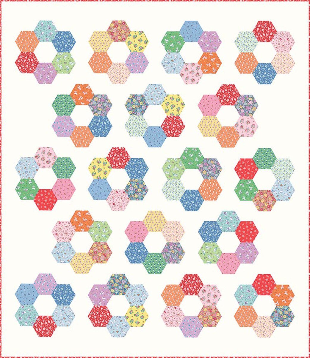 Riley Blake Designs Fran Gulick Hexie Blooms Quilt Pattern P173-HEXIEBLOOMS